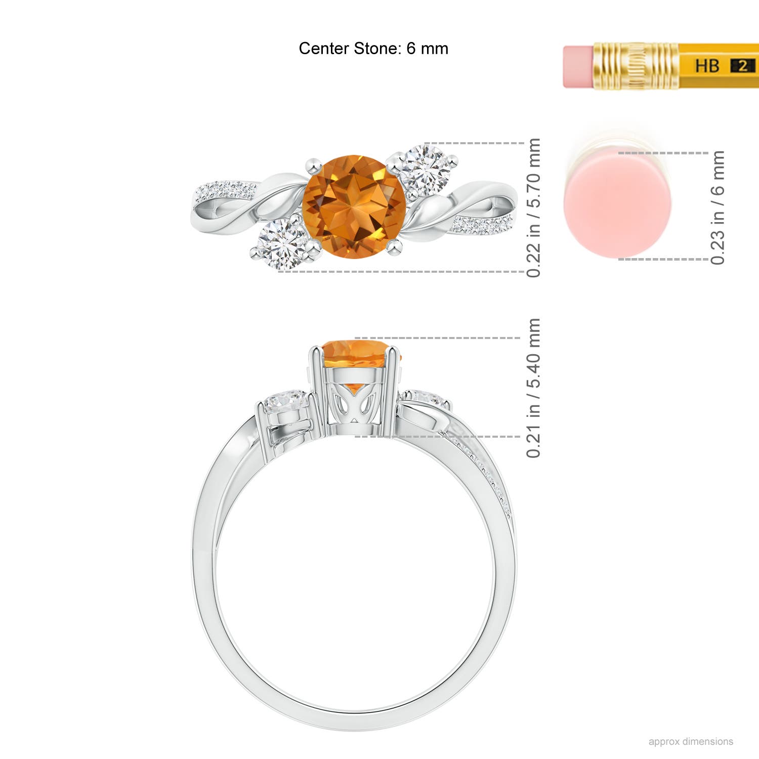 AAA - Citrine / 0.97 CT / 14 KT White Gold