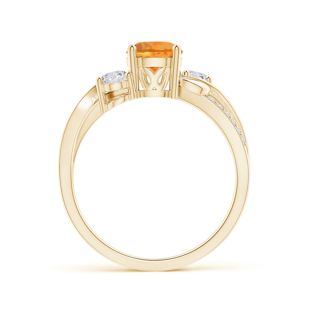 6mm AAA Citrine and Diamond Twisted Vine Ring in Yellow Gold - side 199