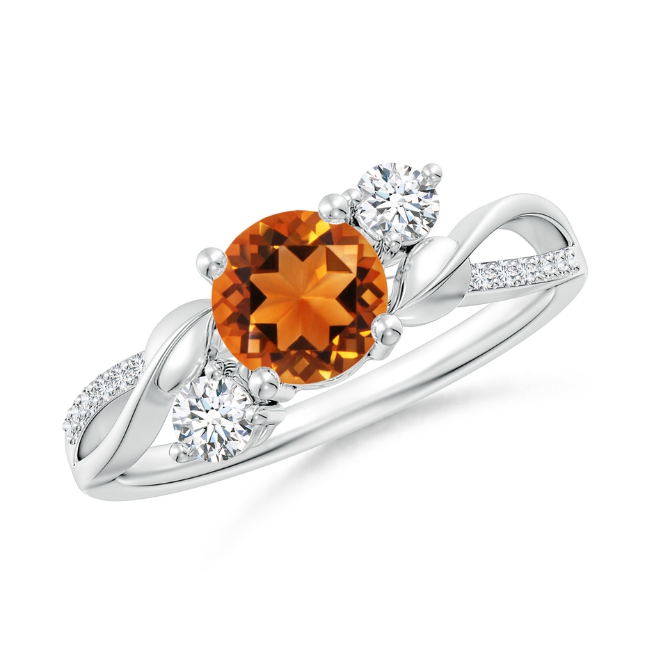 6mm AAAA Citrine and Diamond Twisted Vine Ring in P950 Platinum 