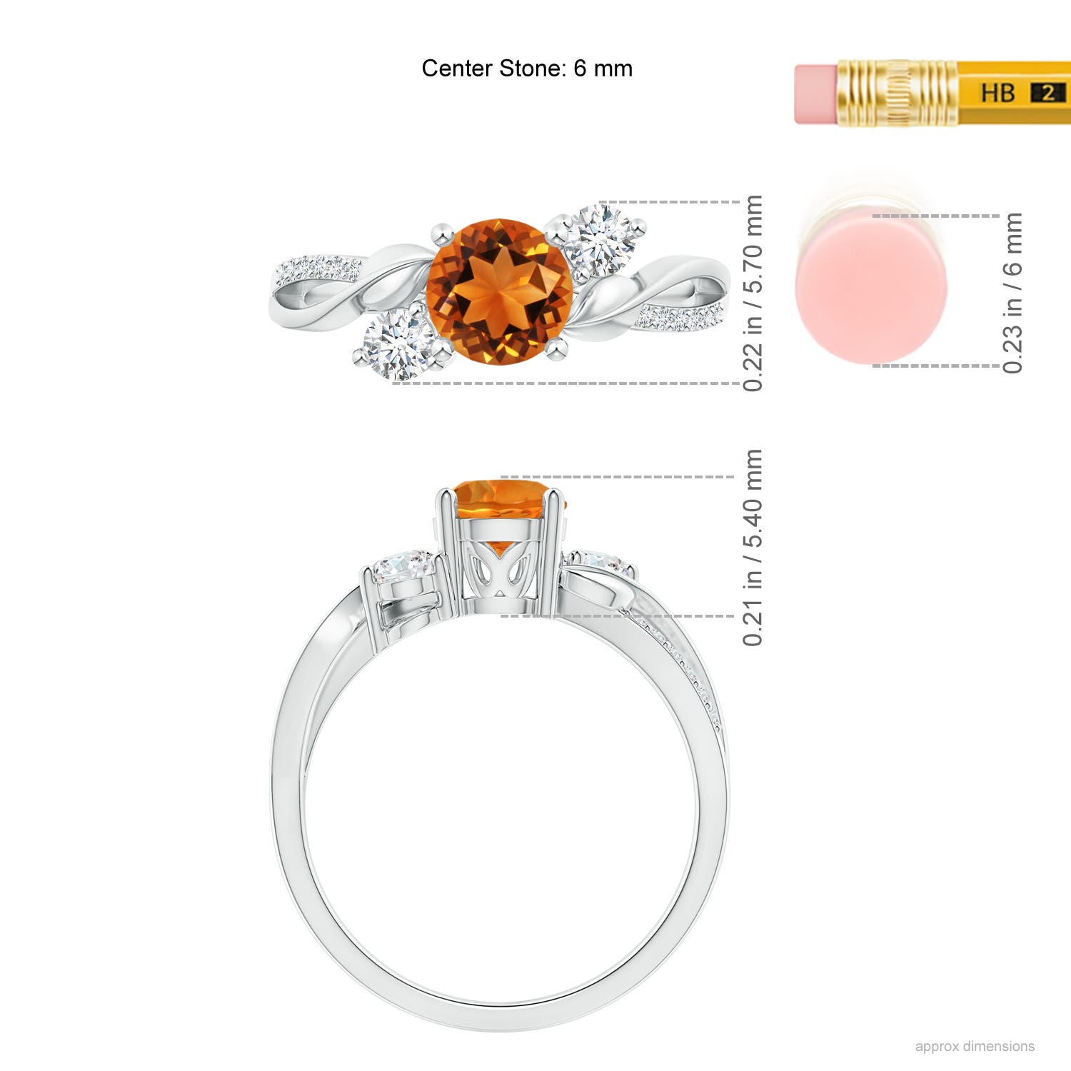 AAAA - Citrine / 0.97 CT / 14 KT White Gold