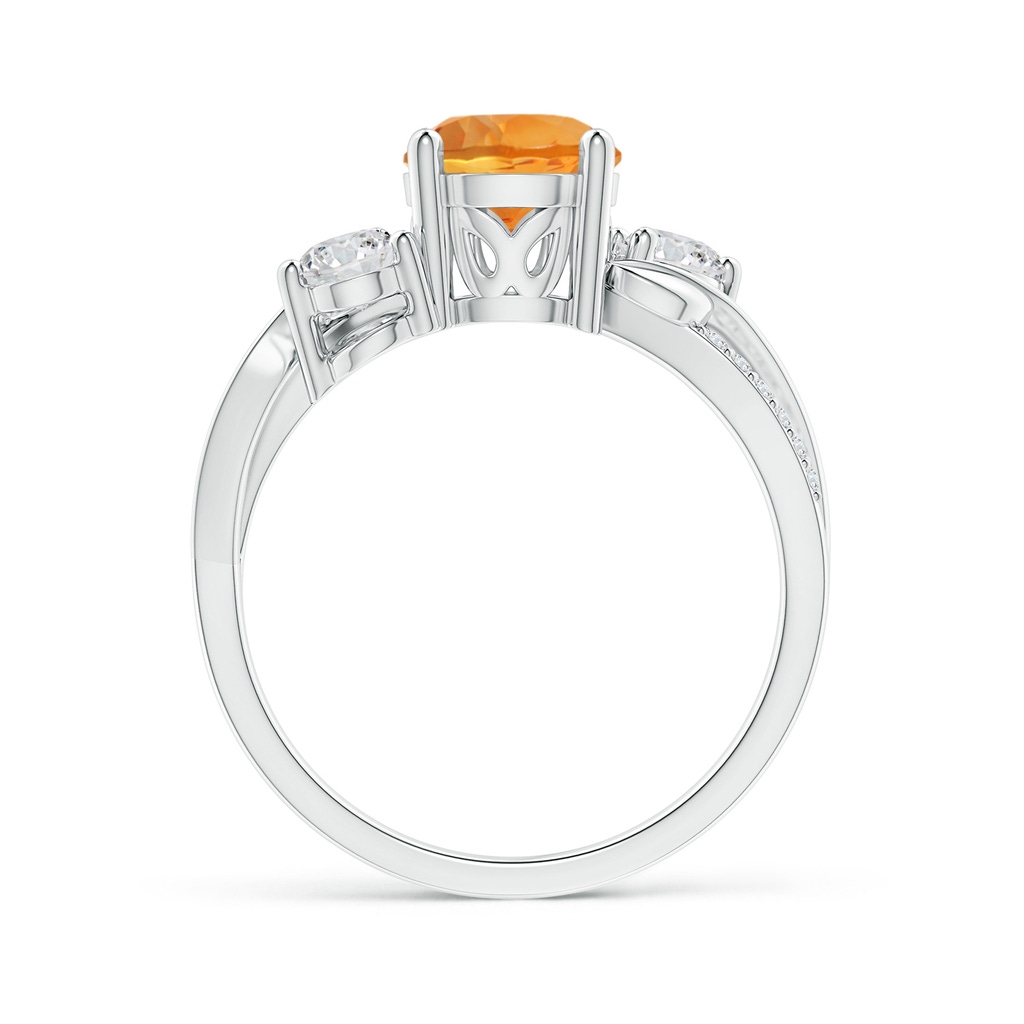 7mm AAA Citrine and Diamond Twisted Vine Ring in White Gold Side-1