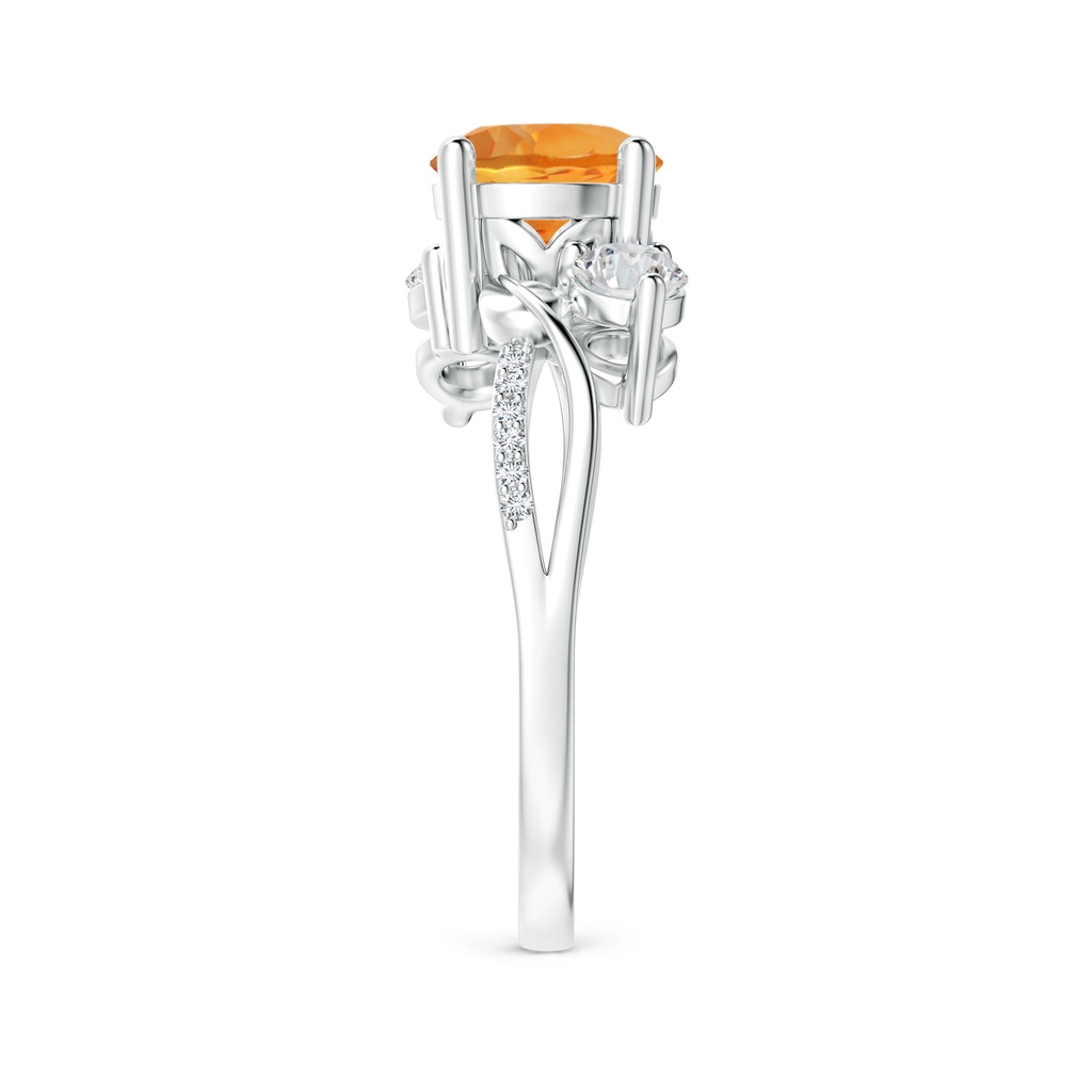 7mm AAA Citrine and Diamond Twisted Vine Ring in White Gold Side-2