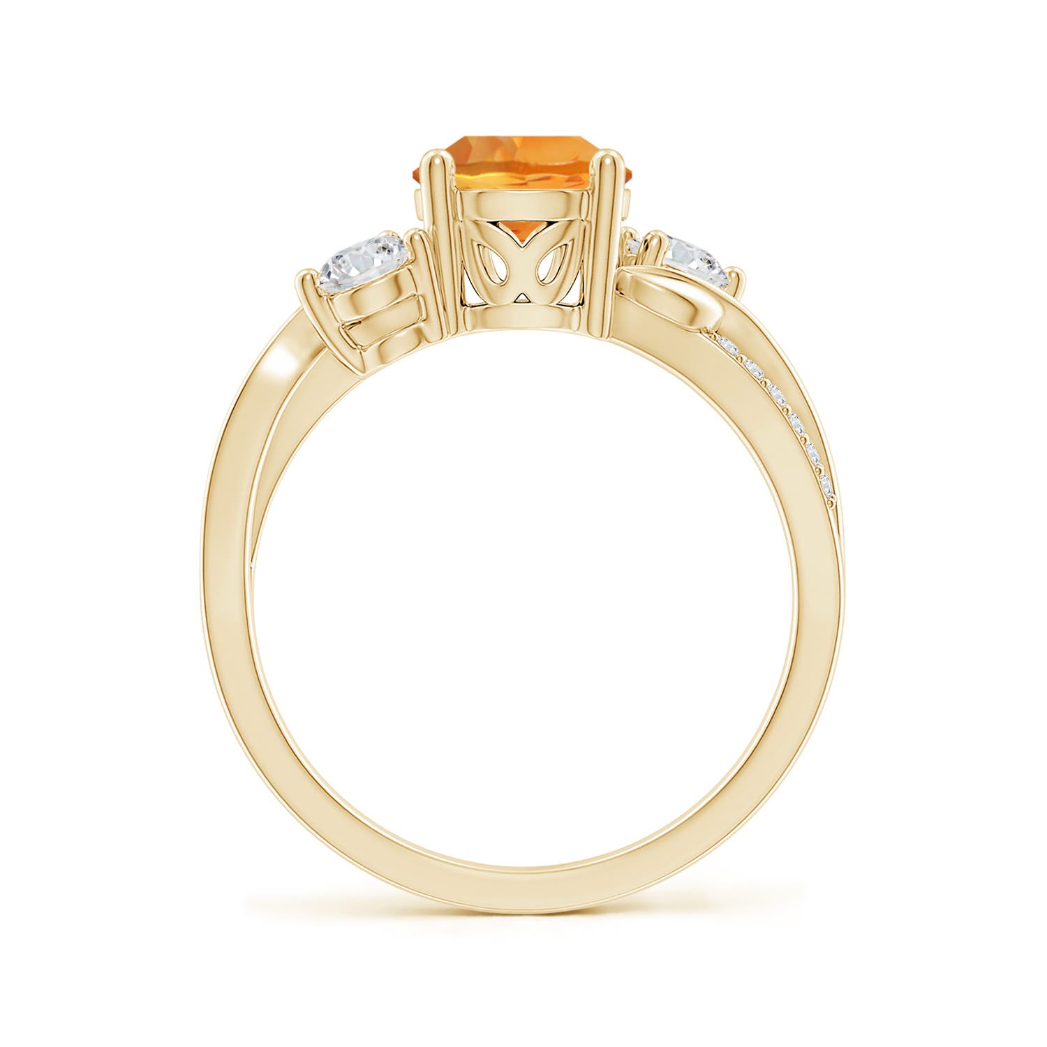 7mm AAA Citrine and Diamond Twisted Vine Ring in Yellow Gold