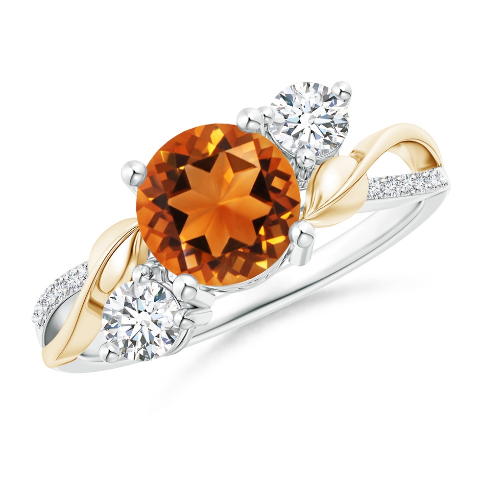 7mm AAAA Citrine and Diamond Twisted Vine Ring in White Gold Yellow Gold 