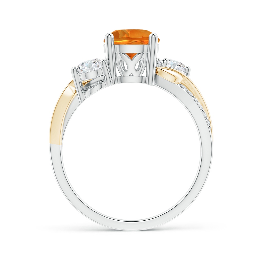 7mm AAAA Citrine and Diamond Twisted Vine Ring in White Gold Yellow Gold Side-1