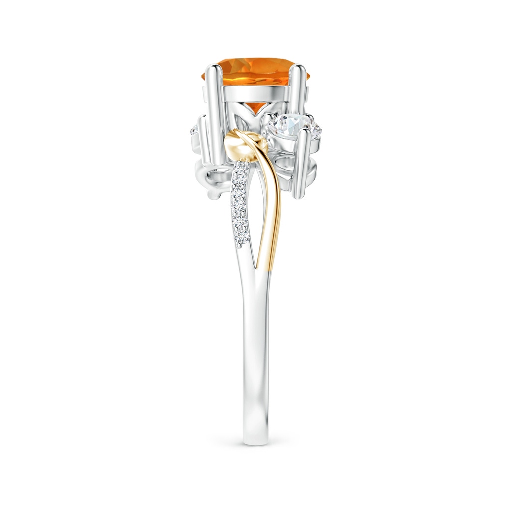 7mm AAAA Citrine and Diamond Twisted Vine Ring in White Gold Yellow Gold Side-2