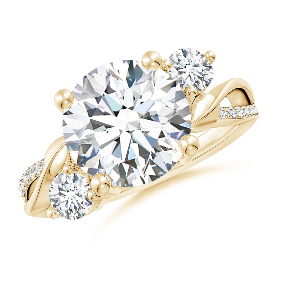 10.1mm GVS2 Three Stone Diamond Twisted Vine Ring in Yellow Gold 