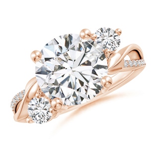 10.1mm HSI2 Three Stone Diamond Twisted Vine Ring in 10K Rose Gold