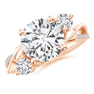 10.1mm HSI2 Three Stone Diamond Twisted Vine Ring in Rose Gold