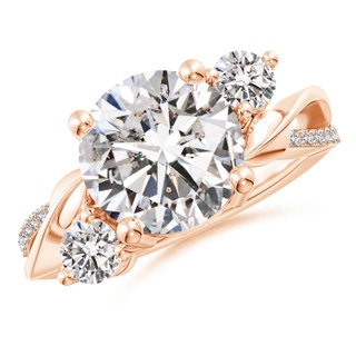 10.1mm IJI1I2 Three Stone Diamond Twisted Vine Ring in Rose Gold