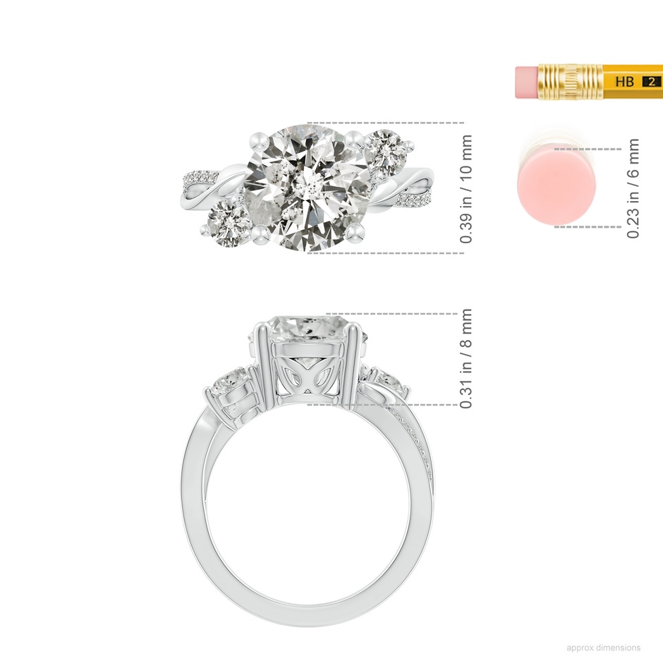 10.1mm KI3 Three Stone Diamond Twisted Vine Ring in P950 Platinum ruler