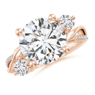 11.1mm HSI2 Three Stone Diamond Twisted Vine Ring in 18K Rose Gold