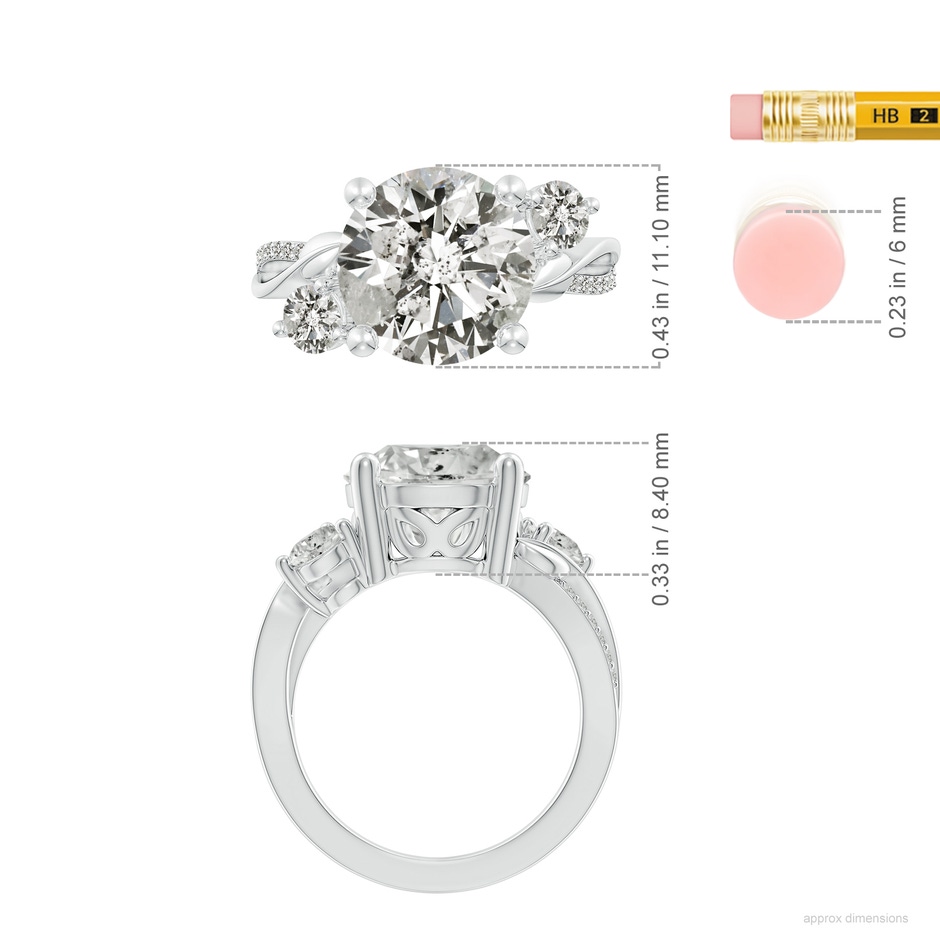 11.1mm KI3 Three Stone Diamond Twisted Vine Ring in P950 Platinum ruler