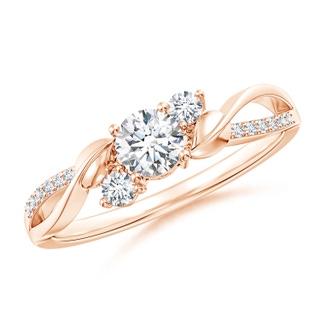 Three Stone Round Diamond Fleur De Lis Engagement Ring | Angara