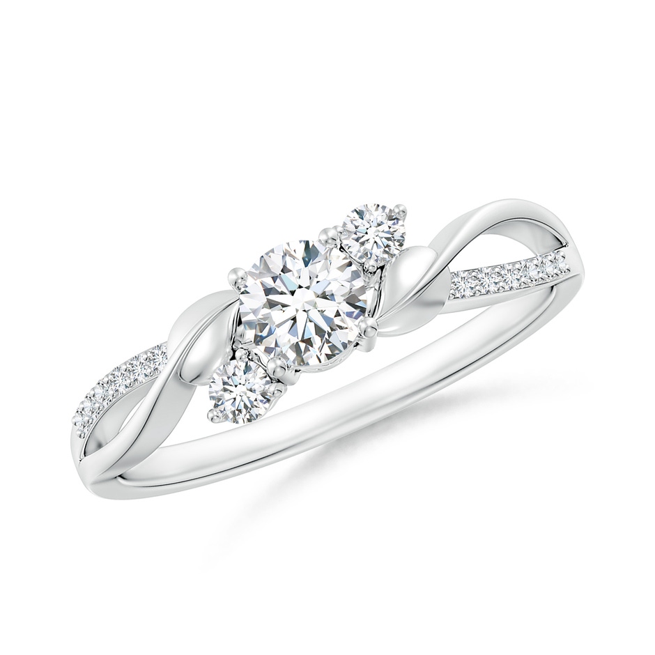 4.4mm GVS2 Three Stone Diamond Twisted Vine Ring in White Gold 
