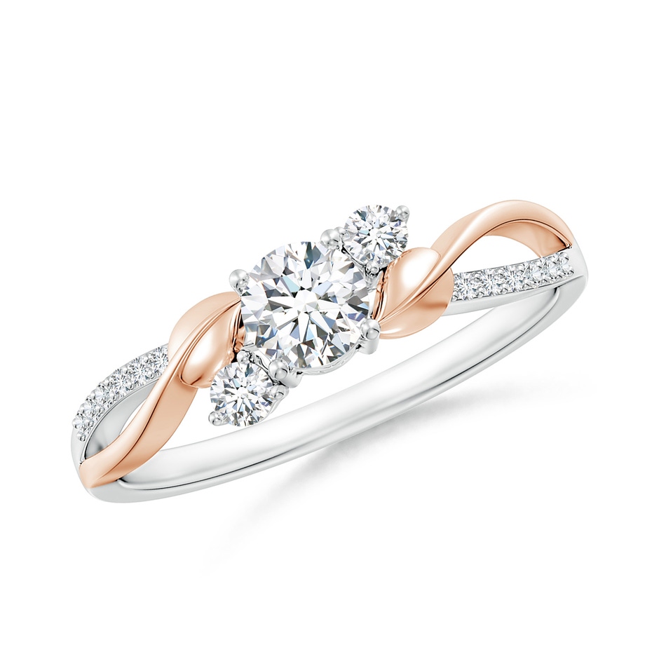 4.4mm GVS2 Three Stone Diamond Twisted Vine Ring in White Gold Rose Gold 