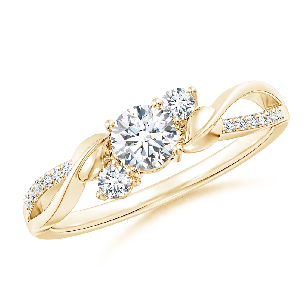 4.4mm GVS2 Three Stone Diamond Twisted Vine Ring in Yellow Gold