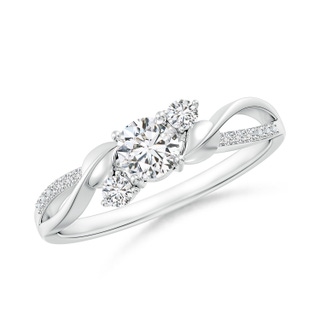4.4mm HSI2 Three Stone Diamond Twisted Vine Ring in 10K White Gold