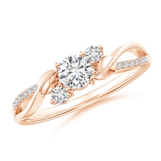 4.4mm HSI2 Three Stone Diamond Twisted Vine Ring in 9K Rose Gold