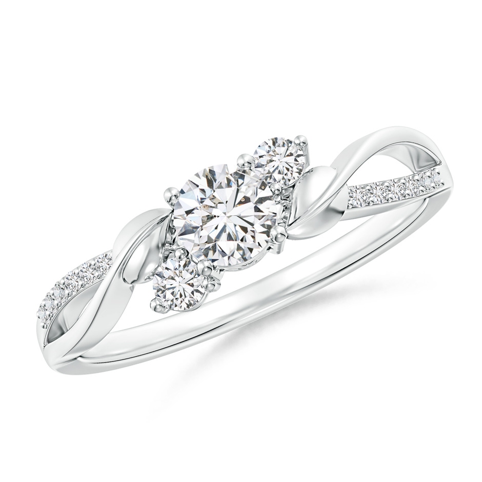 4.4mm HSI2 Three Stone Diamond Twisted Vine Ring in White Gold 