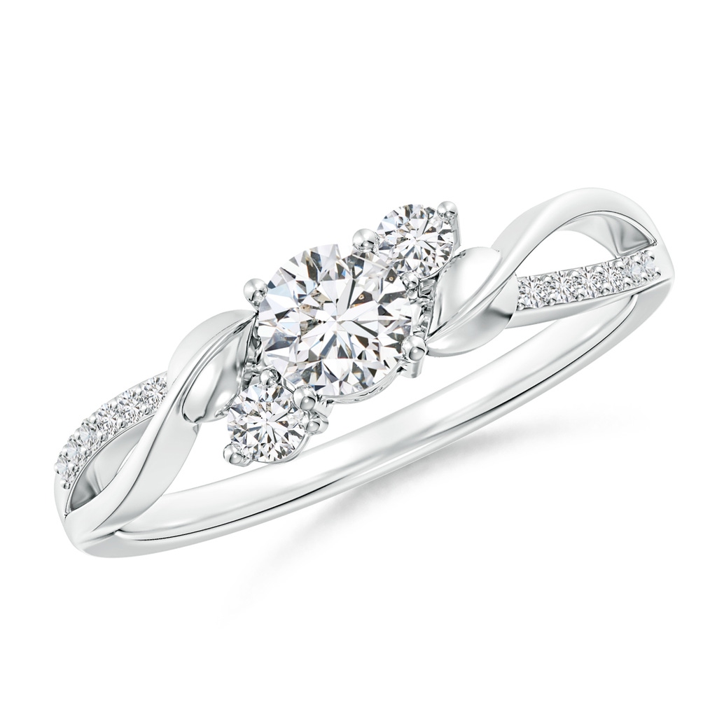 4.4mm HSI2 Three Stone Diamond Twisted Vine Ring in White Gold