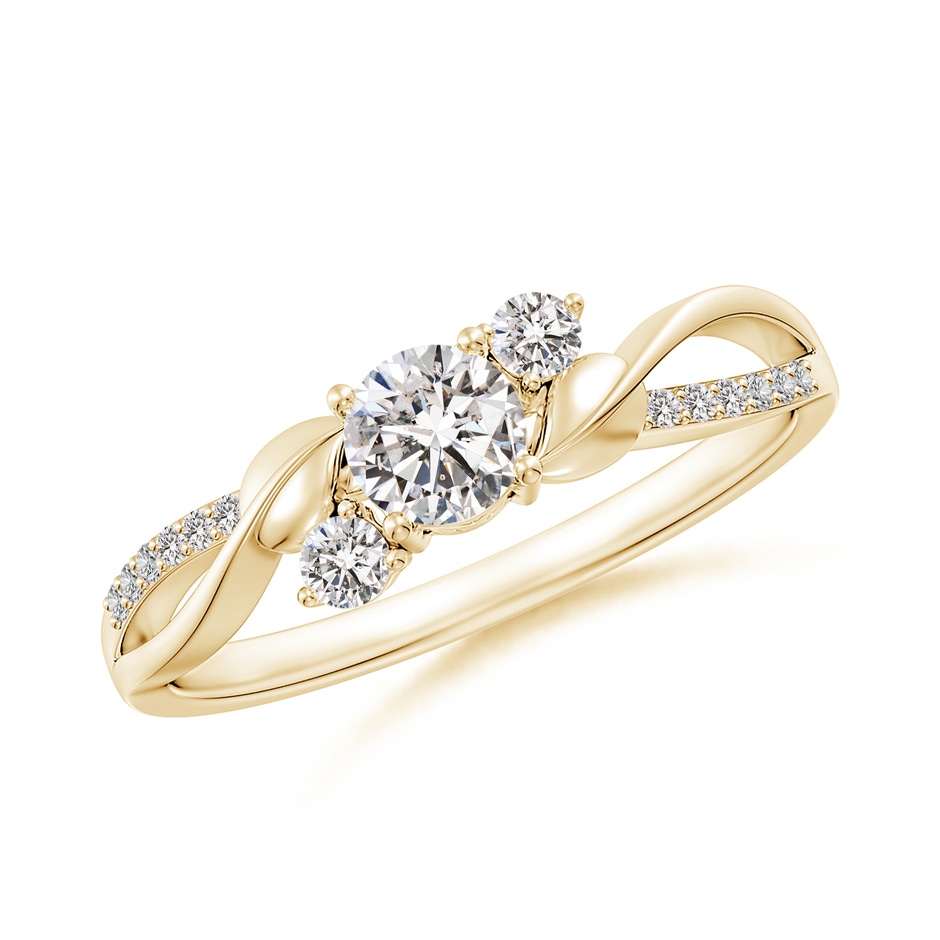 4.4mm IJI1I2 Three Stone Diamond Twisted Vine Ring in Yellow Gold 