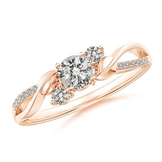 4.4mm KI3 Three Stone Diamond Twisted Vine Ring in 9K Rose Gold