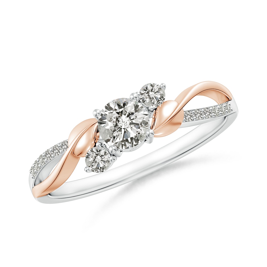 4.4mm KI3 Three Stone Diamond Twisted Vine Ring in White Gold Rose Gold 