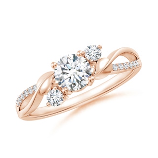 5.3mm GVS2 Three Stone Diamond Twisted Vine Ring in 18K Rose Gold