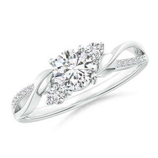 5.3mm HSI2 Three Stone Diamond Twisted Vine Ring in White Gold