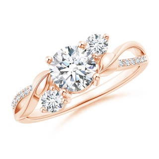 6mm GVS2 Three Stone Diamond Twisted Vine Ring in 9K Rose Gold