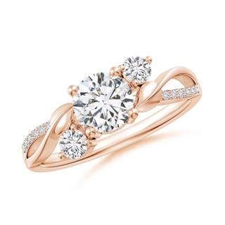 6mm HSI2 Three Stone Diamond Twisted Vine Ring in 18K Rose Gold