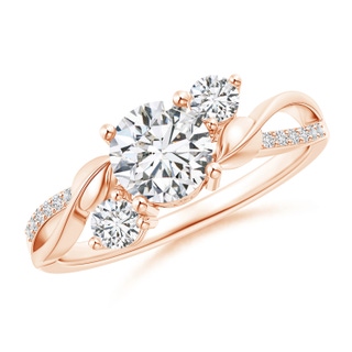 6mm HSI2 Three Stone Diamond Twisted Vine Ring in Rose Gold