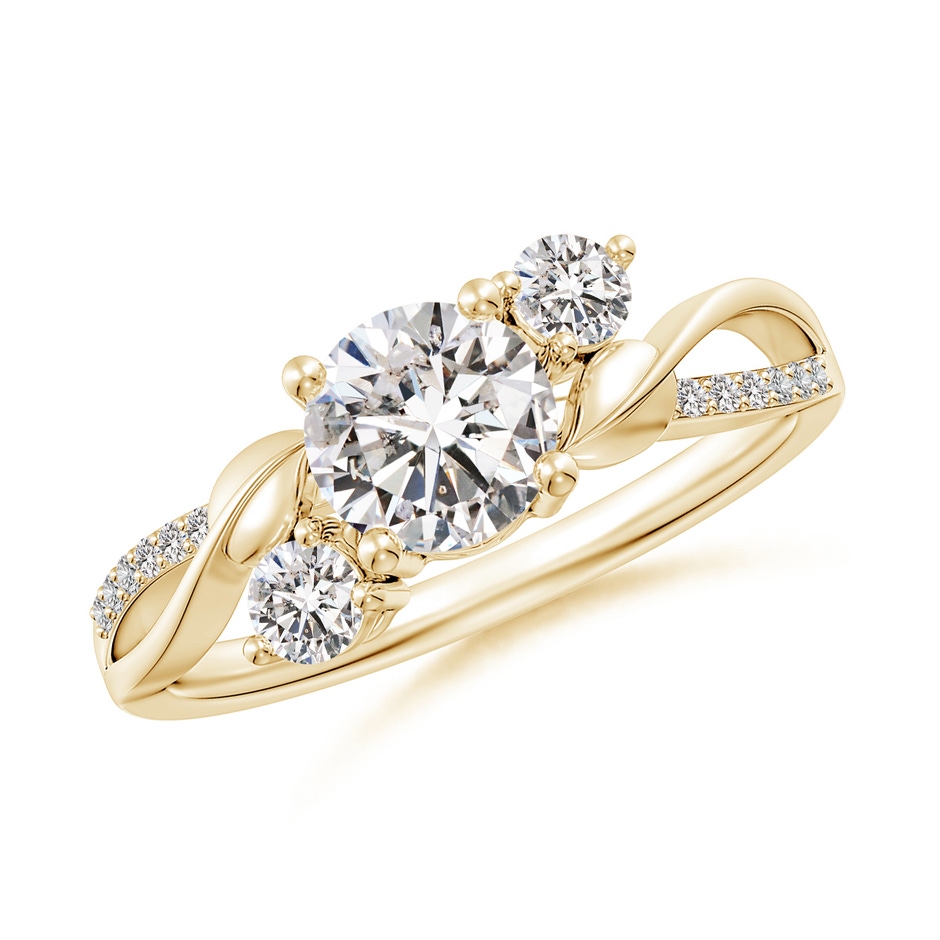 6mm IJI1I2 Three Stone Diamond Twisted Vine Ring in 18K Yellow Gold 