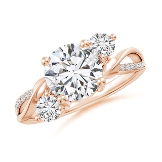 8mm HSI2 Three Stone Diamond Twisted Vine Ring in 18K Rose Gold