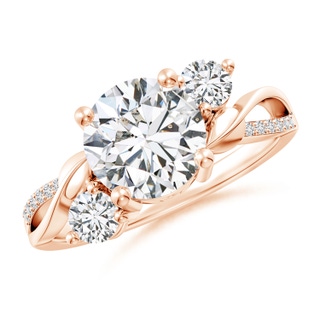 8mm HSI2 Three Stone Diamond Twisted Vine Ring in Rose Gold