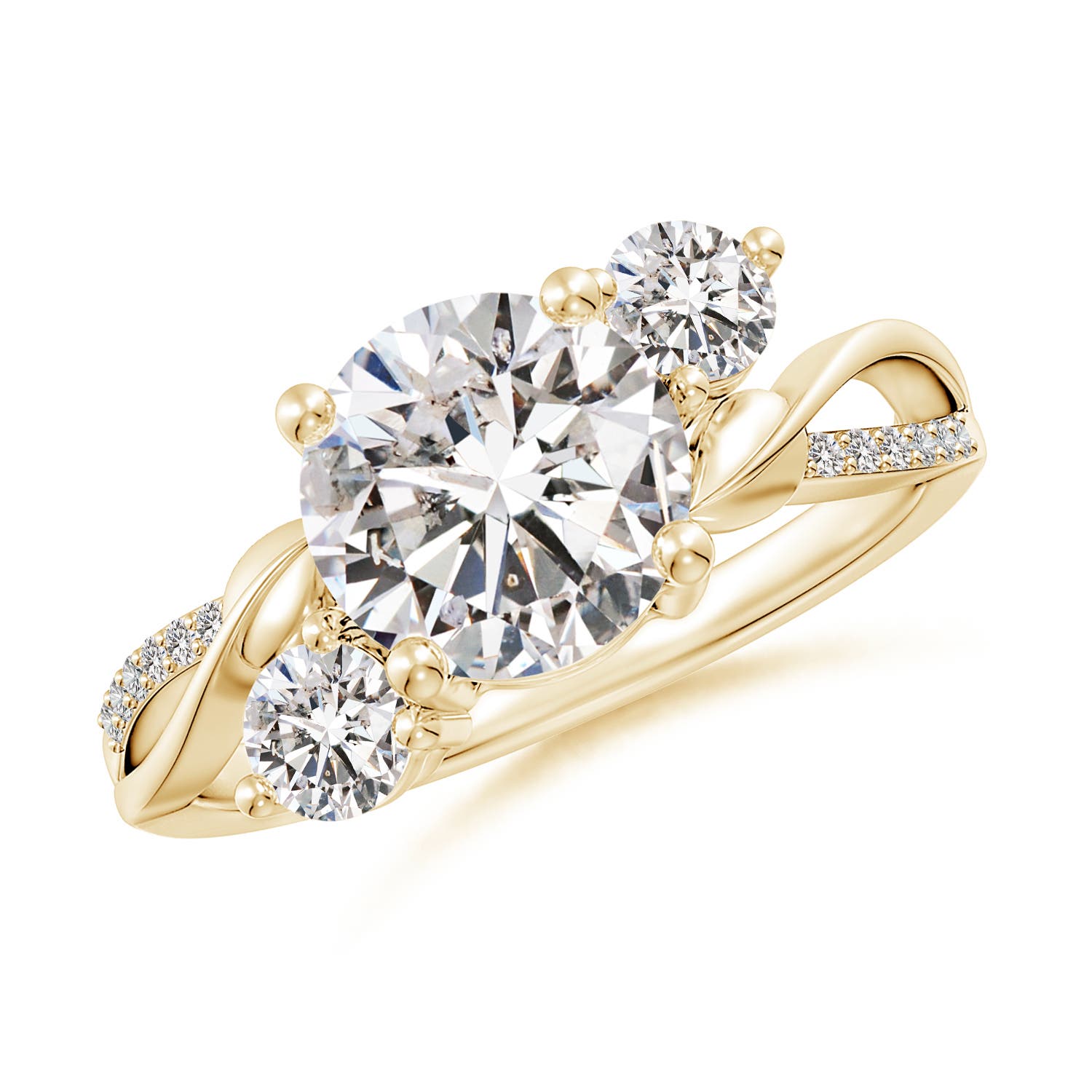 8mm IJI1I2 Three Stone Diamond Twisted Vine Ring in 18CT Yellow Gold
