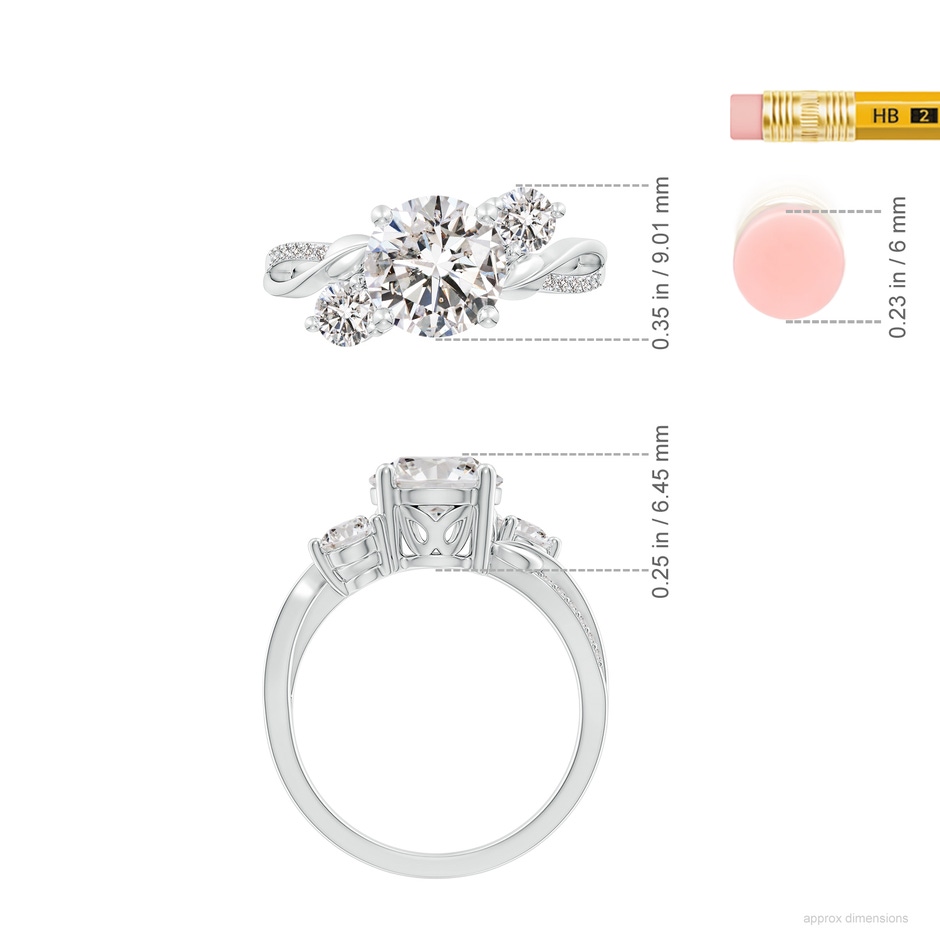 8mm IJI1I2 Three Stone Diamond Twisted Vine Ring in P950 Platinum ruler