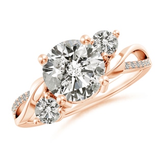 8mm KI3 Three Stone Diamond Twisted Vine Ring in 10K Rose Gold