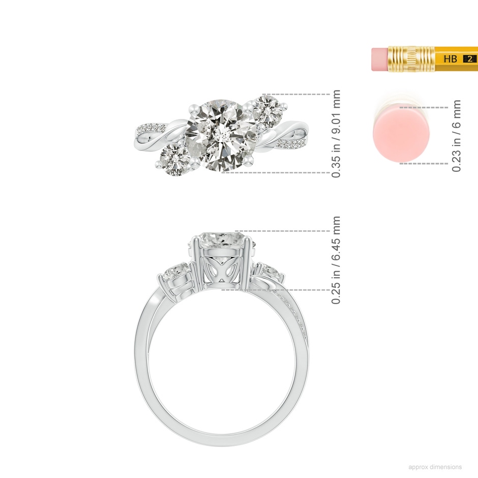 8mm KI3 Three Stone Diamond Twisted Vine Ring in P950 Platinum ruler
