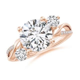 9.2mm HSI2 Three Stone Diamond Twisted Vine Ring in 18K Rose Gold