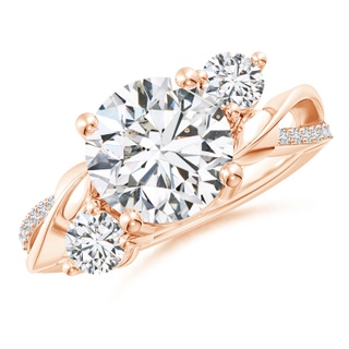 9.2mm HSI2 Three Stone Diamond Twisted Vine Ring in Rose Gold