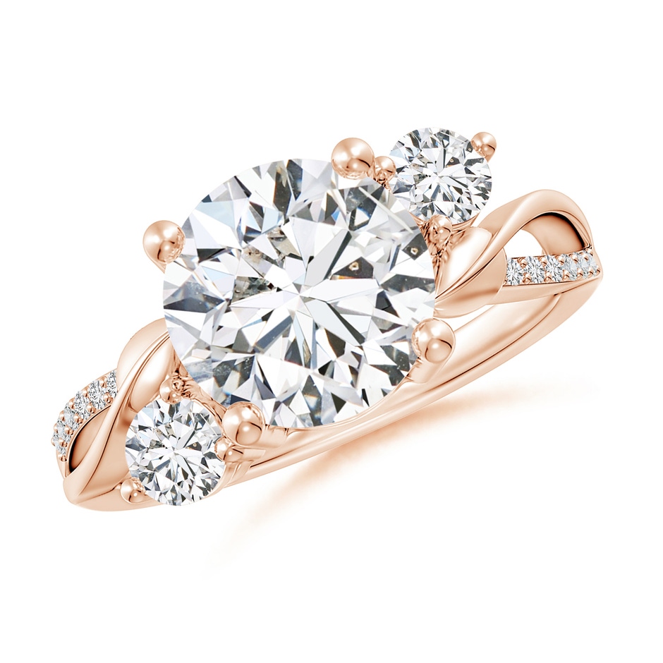 9.2mm HSI2 Three Stone Diamond Twisted Vine Ring in Rose Gold 