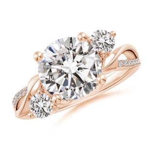 9.2mm IJI1I2 Three Stone Diamond Twisted Vine Ring in 18K Rose Gold