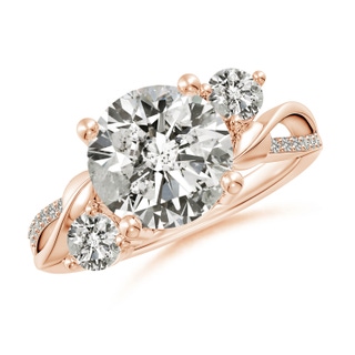 9.2mm KI3 Three Stone Diamond Twisted Vine Ring in 9K Rose Gold