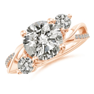 9.2mm KI3 Three Stone Diamond Twisted Vine Ring in Rose Gold