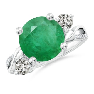 10mm A Emerald and Diamond Twisted Vine Ring in P950 Platinum