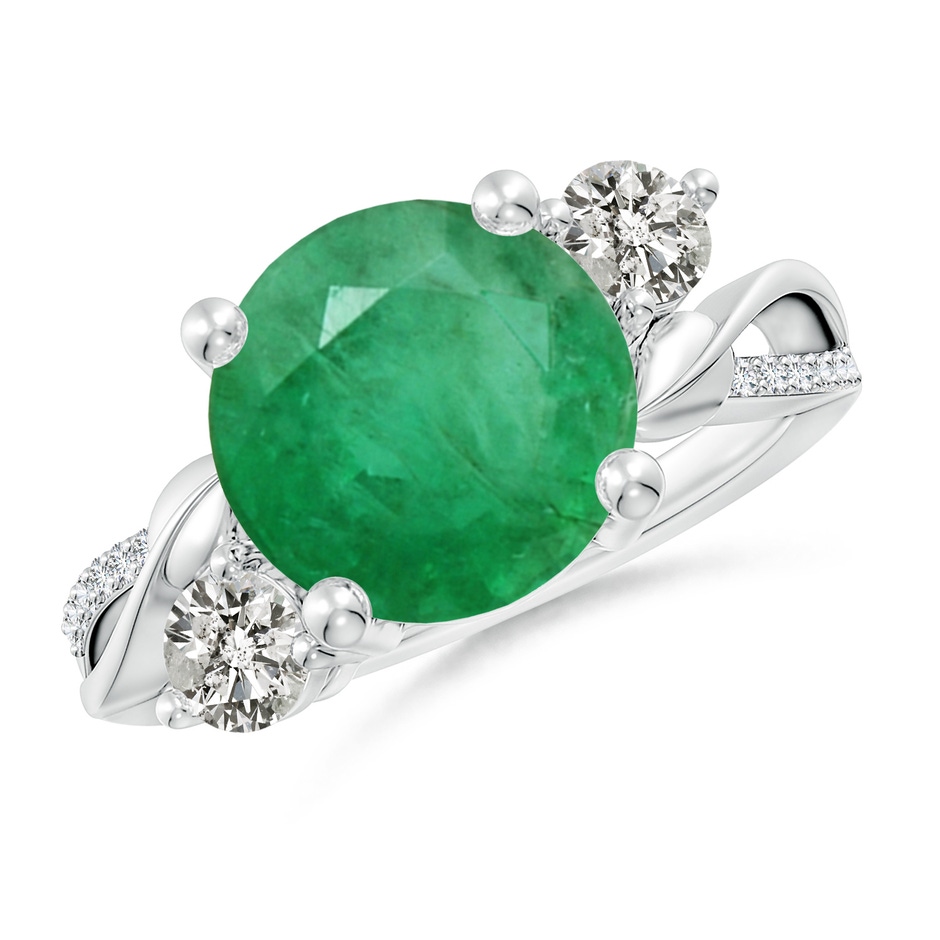 10mm A Emerald and Diamond Twisted Vine Ring in P950 Platinum 