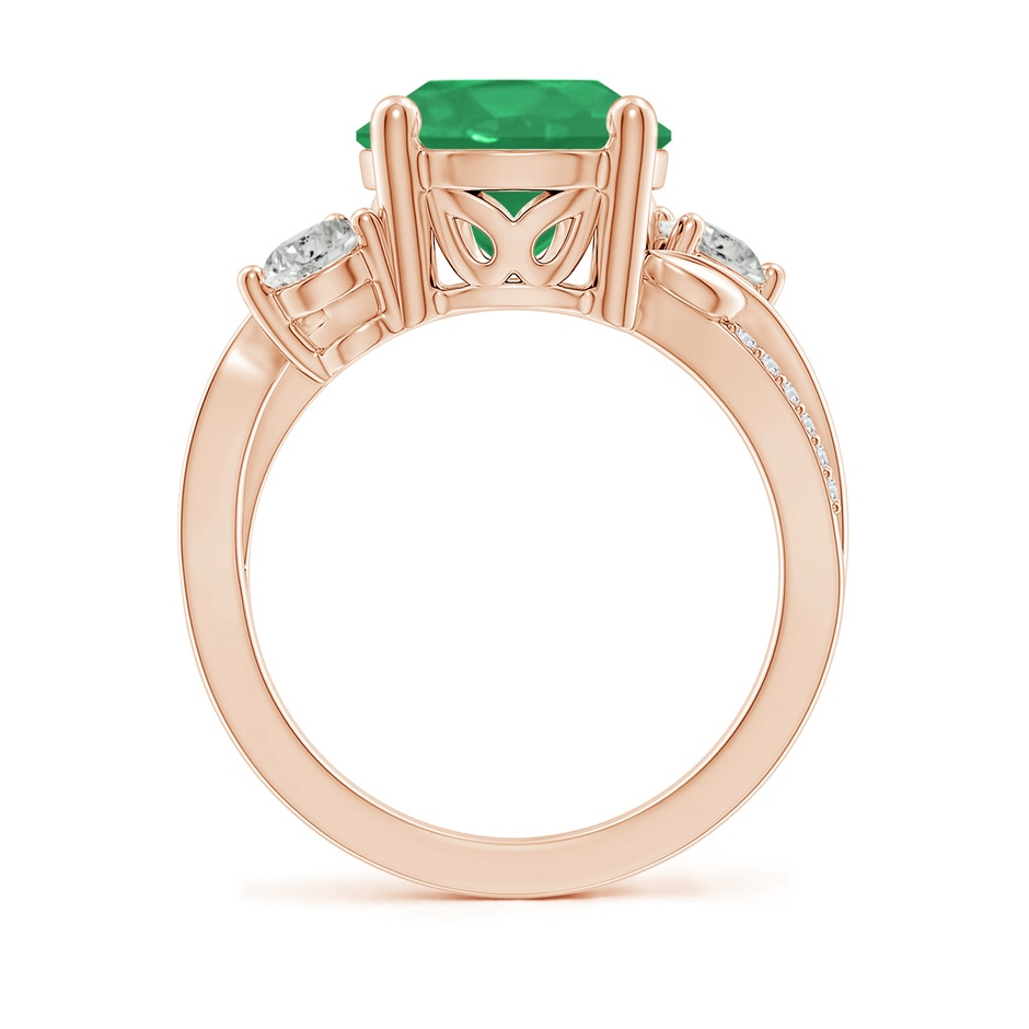 10mm A Emerald and Diamond Twisted Vine Ring in Rose Gold side 199