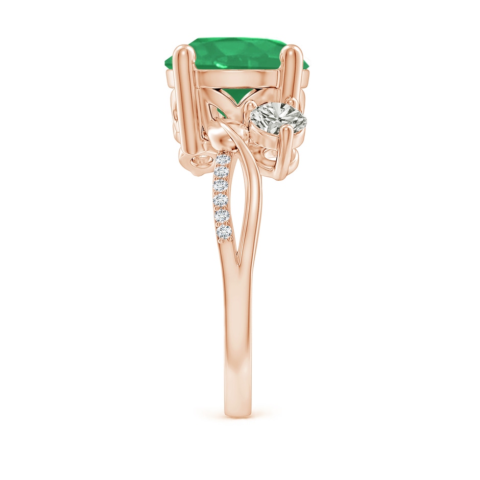 10mm A Emerald and Diamond Twisted Vine Ring in Rose Gold side 299